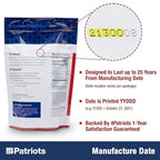 4Patriots 6-Month Survival Food Kit: Emergency Food Supply Designed to Last 25 Years, 1,376 Servings