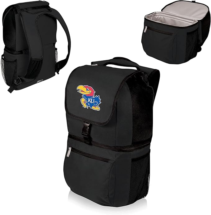 PICNIC TIME NCAA Kansas Jayhawks Zuma Backpack Cooler, Soft Cooler Backpack, Lunch Cooler, (Black)