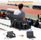 Wide Stadium Seat for Bleachers with Back Support -2 Pack Reclining Adults Camping Stadium Chair Extra Thick Cushion Bleacher Seats Waterproof Black