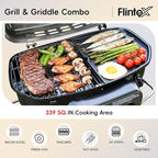 2-Burner Portable Propane Gas Grill, 2-in-1 Camping Propane Grill with Porcelain-Enameled Griddle & Grill Grate for Outdoor Camping Picnics Backyard Cooking, Black