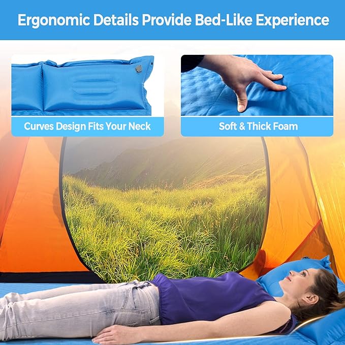 Goplus 2 Person Self-Inflating Camping Sleeping Pad, Black, 74 x 52 inch
