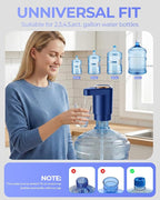 Water Jug Pump for 5 Gallon Bottle – Portable Electric USB-C Charging Dispenser, Dual Powerful Motors, Fast Flow, Fits 2-5 Gallon Jugs – Ideal for Home, Office, Camping, RV, Dark Blue