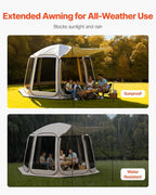VEVOR Pop up Screen House Tent, 12 x 11 ft, 10-12 Person Screen Gazebo with Extended Awning, Portable Screened in Canopy with Carry Bag, Netting Sides, for Patio, Backyard, and Outdoor Activities