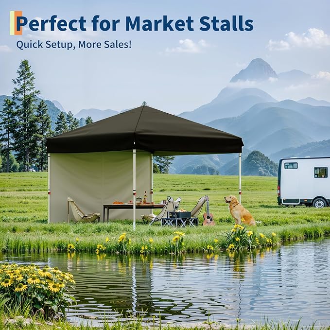 Garvee 10x10 Pop Up Canopy Tent, Heavy Duty Commercial Instant Shelter with One-Person Setup, UPF 50+ Waterproof, 100 Sq Ft Shade for Outdoor Events, Camping, Farmers Market