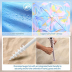 Beach Shelter Umbrella Premiere UPF 50+ Umbrella Shelter for Sun and Rain Protection for Adult (10-Foot,Blue Stripe)
