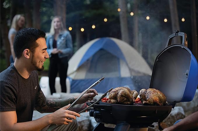 Napoleon TravelQ 285 Portable Propane Gas Grill, Blue, 2 Burners, Tailgating, Camping, and Small Outdoor Spaces