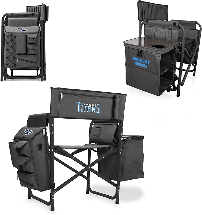 Picnic TIME NFL Unisex-Adult NFL Fusion Camping Chair with Side Table and Soft Cooler, Beach Chair for Adults, Lawn Chair