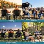 FUNDANGO Oversized Folding Chairs for Outside, Fully Padded Camping Director Chair for Adults, Support 450lbs Portable lawn chairs with Side Table, Side Pockets for outdoor Camp, Picnic, Lawn, Concert
