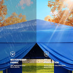 10x10FT Pop Up Canopy with Sidewalls, Outdoor Canopy Tent with SandBag & Carry Bag for Commercial Events, Camping, Backyard Parties, Blue