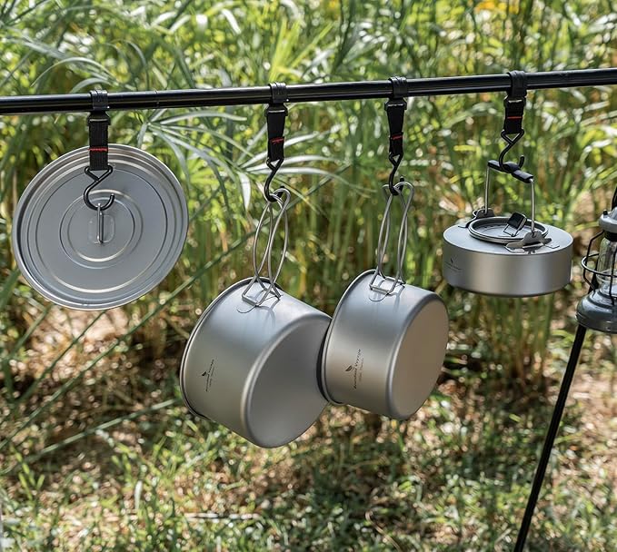 Boundless Voyage Camping Cookware Lightweight Cooking Pot Set Titanium Pot Portable for Outdoor Cooking Traveling Hiking Trekking Backpacking, 1-5 Person