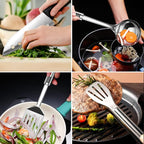 Odoland 14pcs Camping Cooking Utensils Set, Stainless Steel Outdoor Kitchen Cookware Kit, Portable Storage Bag for Knife, Fork, Spoon, Chopping Board, Chef's Knife, Camping, Grilling, Picnic and BBQ