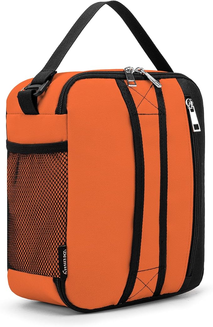BEIMILY Lunch Box for Men Women Adults,Small Insulated Lunch Bag for Office Work Picnic,Reusable Portable Lunchbox,Soft Cooler Tote Bag(Orange)