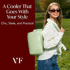 Insulated Cooler Backpack with 2 Stainless Steel Wine Tumblers – Leakproof & Spillproof Stylish Vegan Leather Picnic Cooler Bag – Lightweight & Portable – Holds 24 Cans or 6 Wine Bottles