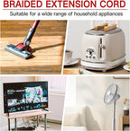 16/3 Braided Extension Cord 3 FT, Braided Extension Cord Flexible & Durable, Indoor 3 Prong Power Cable, Suitable for Home and Office, 13 Amp 1625 Watt 125VAC 16AWG, ETL Listed