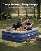 Air Mattress Full with Built in Pump,18'' Raised Inflatable Blow Up Mattress Full Size, 3 Mins Quick Self-Inflation/Deflation Inflatable Bed for Guests & Home, Outdoor Camping (Navy)