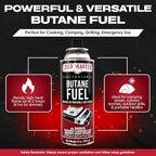 Chef Master 4x 8oz Butane Fuel Canister - Butane Refill for Kitchen Torch & Camp Stove - Gas Canister for Picnics, Outdoor Cooking, Grilling - Camping Stove, Torch Fuel Camping Essentials - 90340