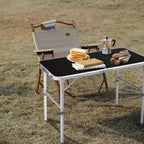 3ft Small Folding Camping Table Portable Lightweight Fold Up Utility Side Tables with Carrying Handle, Outdoor Aluminum Fold in Half Dining Card Table for Picnic Party Events (Black)