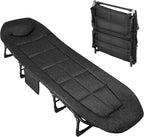 TrailBlaze 75'' Camping Cot for Adults with Cushion and Pillow, Portable Folding Bed for Sleeping, Lightweight Tent Cot with Carry Bag Supports 500 Lbs for Patio Beach Indoor Outdoor