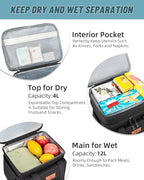 HSHRISH Xlarge Expandable Tactical Lunch Box for Adults, Durable Leakproof Insulated Lunch Cooler Bag for Men Work Office Outdoor Picnic Trips Camping, 36 Cans/22 L, Black