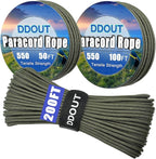 Paracord Nylon Rope Army Green 100ft with 7-Strand Core, 10 Colors and 50/100/200 ft, Type III Parachute Cord 4mm for Camping, Survival, Hiking, DIY, Crafting, Outdoor Utility Rope