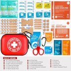 Mini-Aid First Aid Kit | Compact & Lightweight Case with Carabiners for Travel | Family & Kid Friendly 180 Pcs Wound Care Supplies for School, Work, Outdoor, Home & Office | Pack of 3