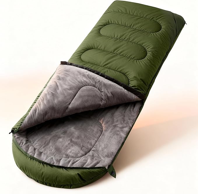 FARLAND Sleeping Bag for Adults, Cold Weather & Warm Plush Fleece-Lined Interior - Portable Waterproof Windproof with Compression Sack for Camping Hiking Traveling Indoor & Outdoor