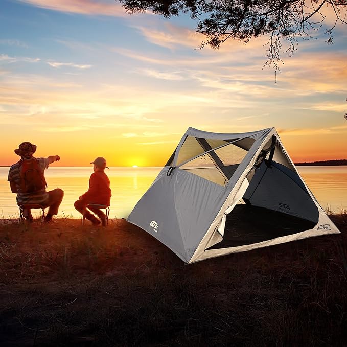 CLAM Quick-Set A-Frame Tent, 8 x 8 Ft Portable Outdoor Hiking Camping Shelter, Apex