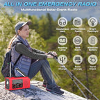Emergency Weather Radio NOAA AM FM WB with 4000mAh Rechargeable Radio, USB Solar Hand Crank Charging, Flashlight, SOS Alarm, Reading Lamp Portable for Outdoor Indoor Emergencies, 2 Pack