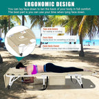 DoCred 3 in 1 Sun Tanning Chair Oversized with Face Arm Hole, Heavy Duty Folding Chaise Lounge Chairs, 5-Position Outdoor Lounge Chair for Beach, Pool, Lawn, Yard, Patio