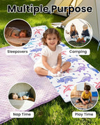 Primlect Toddler Thickened Foam Nap Mat with Pillow, Extra Large 55"x35", Soft, Supportive Sleeping Bag with Detachable, Washable Cover, for Sleepover, Home, Travel, Boys and Girls