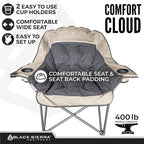 Black Sierra Oversized Camping Chair for Adults – 400 lb Heavy Duty Folding Chair with Cup Holders & Carry Bag
