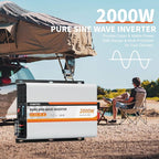 2000W Pure Sine Wave Inverter 12V DC to 120V AC Converter for Vehicles Boat Camping Outdoor Solar System, 2000 Watt Power Inverter with LCD Display, Remote Controller, USB Port, 4 AC Outlets