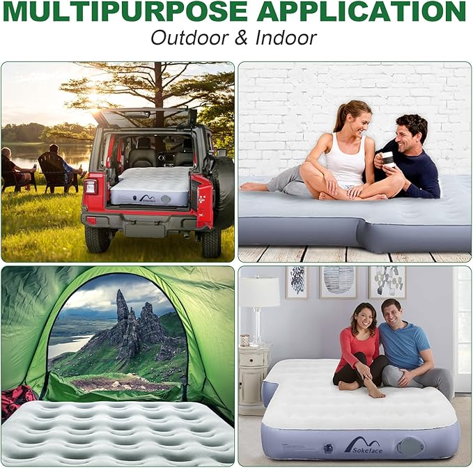 SUV Air Mattress Jeep Wrangler Air Mattress Jeep Mattress with Wireless Air Pump,Car Mattress Jeep Wrangler Bed 10inch SUV Camping Bed for JK JKU JL JLU Unlimited 4 Door