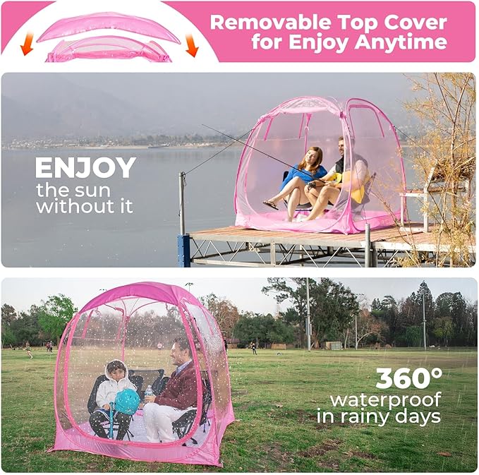 All Weather Proof Pod Sports Tent,Outdoor Weather Tent Sports Pod Pop Up Shelter with Sealed Floor,2-4 Person Clear Tent for Sport Event,Camping,Fishing 8 Sizes & Multicolor