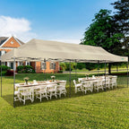 COBIZI 10x30 Pop up Canopy, Heavy Duty Outdoor Party Tents for Parties, Easy up UPF 50+ Waterproof Commercial Canopy with Wheeled Bag can fold, Khaki(Windproof Upgraded)