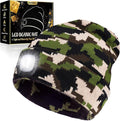 LED Beanie Hat with Light, USB Rechargeable LED Headlamp, Gifts for Men, Him, Mens Gifts, Birthday Gifts for Dad Husband, Boyfriends, Black, Camouflage