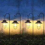 Solar Lanterns Outdoor Waterproof,4pack Hanging Solar Lights Lantern Lamp with Shepherd Hook, Metal Waterproof Edison Bulb Lights for Garden Outdoor Pathway