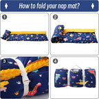 Bunnikins & Clover Toddler Nap Mat with Removable Pillow, Nap Mats for Preschool, Easy Clean Toddler Nap Pad for Kindergarten, Kids Sleeping Bag for Travel Camping