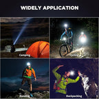 Rechargeable Headlamp, 3000 Lumens LED Super Bright Head Lamp with 5 Lighting Modes, USB Rechargeable, 90°Adjustable, Waterproof, Bright Headlamp for Adults Camping Biking Running(Βattery Included)