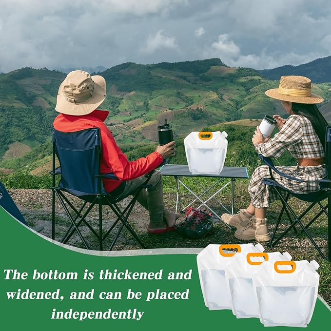 12 Pack 1.3 Gallon Collapsible Water Storage Bag Water Container Bag Emergency Jug Foldable Plastic Storage Pouch Freezable Carrier Tank for Outdoor Sport Camping (Clear, Classic)