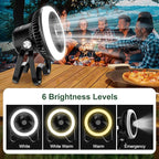 Camping Fan Rechargeable Camping Lantern-40Hrs,20000mAh Cordless Battery Operated Oscillating Fan Light with Remote,Hanging Hook and Magnetic Base, for Tents, Outdoor, RV, Outage（Black）