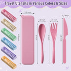 Quatish Reusable Travel Utensils with Case,6 Sets of Camping Utensils,Portable Wheat Straw Utensil (Knife, Fork, Spoon) for Lunch Box,Kitchen, Travel, Picnic & Daily Use - Easy to Clean (Multi-Color)