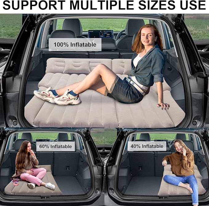 SUV Air Mattress Double Bed for Trunk, Car Inflatable Bed for Travel Camping with Pump and Pillows