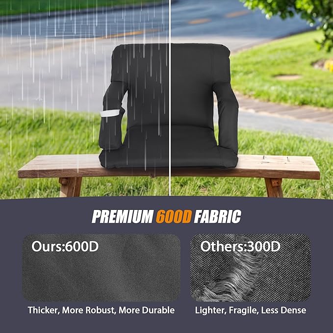 Nova Microdermabrasion 20.5"/25" Wide Stadium Seat for Bleachers w/Back Support Padded Cushion Portable Reclining Bleacher Seats Camping Stadium Chair Waterproof