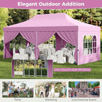 Tangkula 10x20 Ft Pop Up Canopy, UPF 50+ Portable Outdoor Canopy Tent with with 6 Removable Sidewalls, 6 Sandbags, 2 Zippered Door, Windows, Carrying Bag for Party, Wedding, Backyard