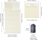 100% Cotton Sleeping Bag Liner with Full Length Zipper on 3 Sides; Single/Double Adult Sleep Sack for Travel & Camping, Multifunctional Travel Sheets (Unzipped 87”x87”) for Hotel, Lightweight