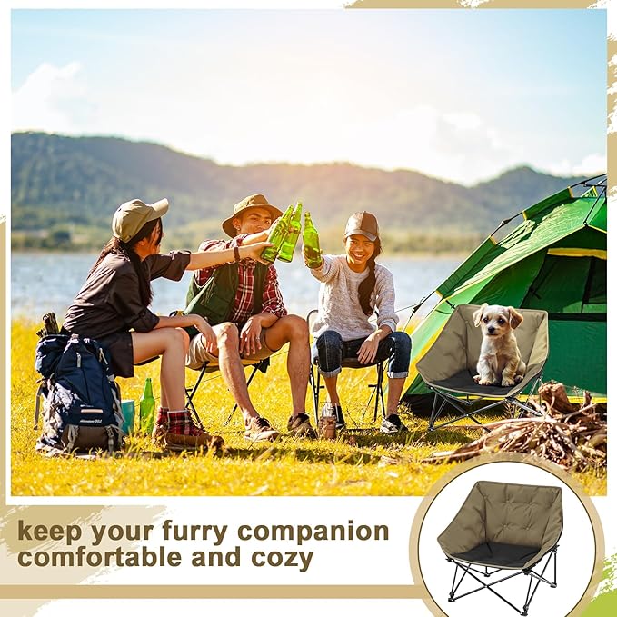 Portable Dog Camping Chairs for Dogs Raised Pet Bed for Outdoor Folding Chair Patio Lazy Puppy Cot Heavy Duty Pet Camping Gear(28x 24 x 22 Inches,Brown)