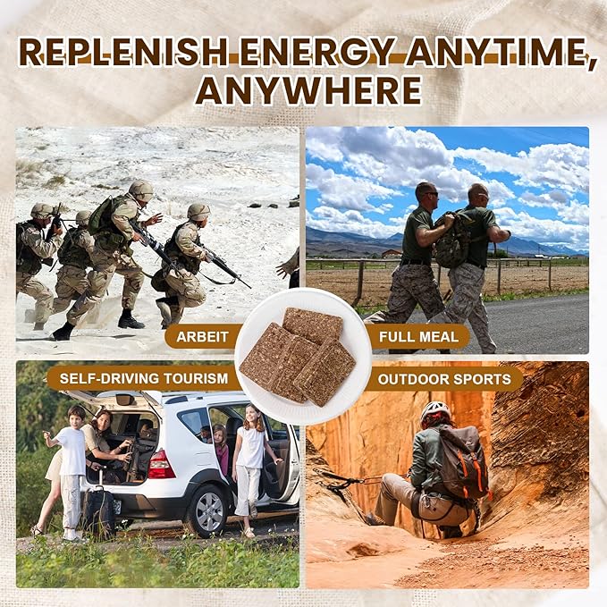 Emergency Food Ration Bars, Chocolate Flavor Survival Tabs Supply for Outdoor Camping Emergency Snowstorm Earthquake Disaster Preparedness Kit With Long Self Life 12 Count