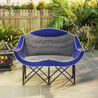 Outsunny Double Camping Chair for Adults, Padded Folding Camp Chair for 2 Person with Armrest, Wine Glass Holder, Cup Holder, Carry Bag for Outdoor Sports, Picnics, Supports up to 552 lbs.