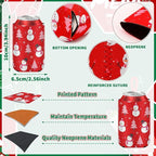 18 pack Christmas Can Cooler Sleeves, Beer Drink Can Beverage Bottle Cooler Sleeves Collapsible for Christmas Holiday Party Gifts Decorations Supplies Favors